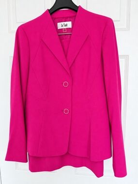 Le Suit Women's Bright Fuchsia Tailored Blazer And Skirt